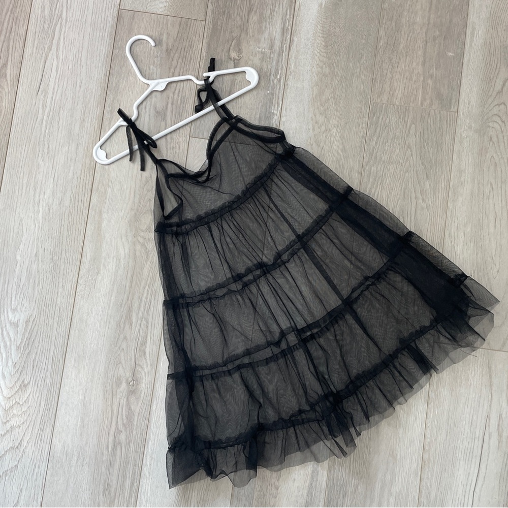 Choupette Mesh Dress sleeveless tiered girls Black (size 3-4T) layered party